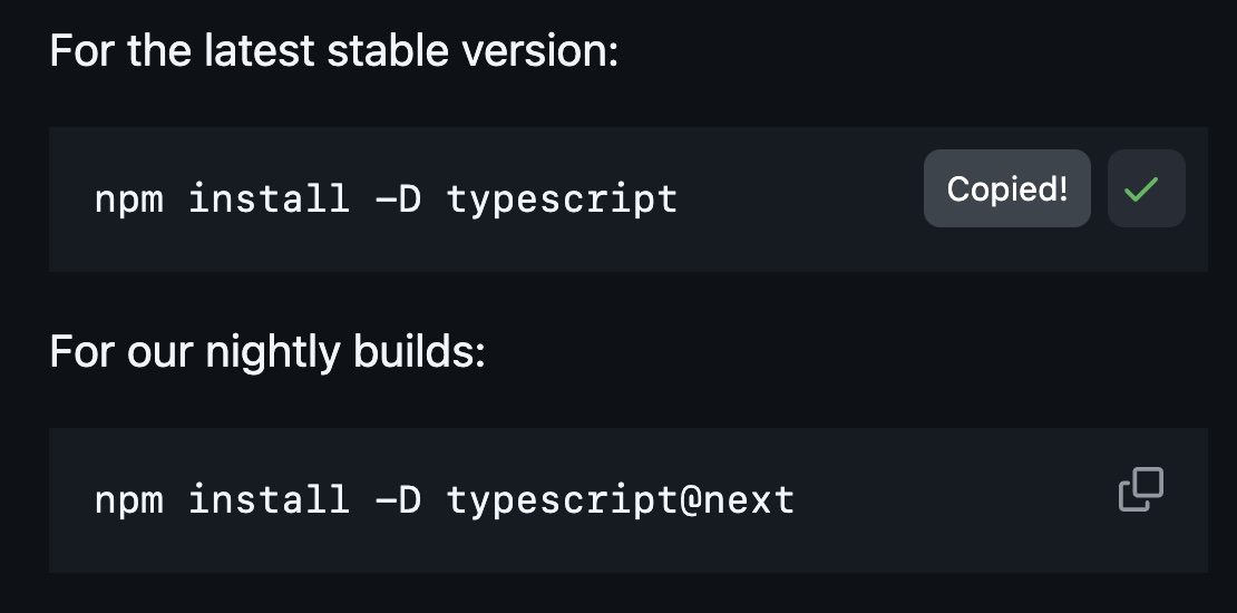 GitHub code block copy button