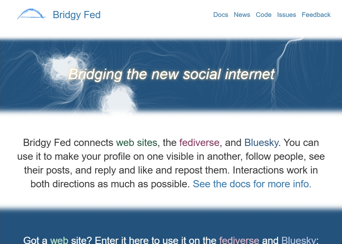 Bridgy FedのWeb画面