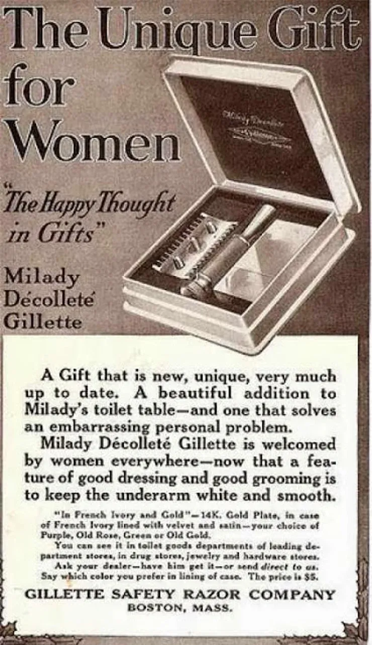 An advertisement for Gillette’s razors for women from 1917!