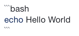 "bash" info string on a Markdown code block
